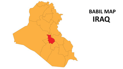 Babil Map is highlighted on the Iraq map with detailed state and region outlines.