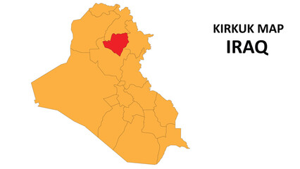 Kirkuk Map is highlighted on the Iraq map with detailed state and region outlines.