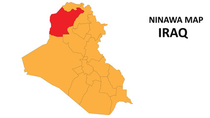 Ninawa Map is highlighted on the Iraq map with detailed state and region outlines.