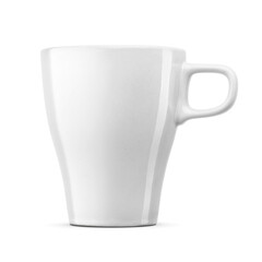 White clean ceramic tea cup with space for branding isolated. Transparent PNG image.