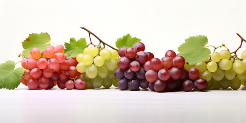 bunch of red and green grapes on the white wooden table and looking so yummy with white background