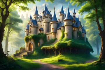 Obraz premium fairytale castle in forest