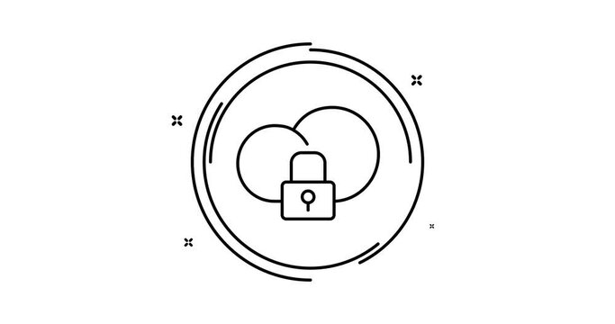 Locked Cloud 2d animated outline icon. Locked Cloud rotation appearance 4k motion design animation for web, mobile and ui design