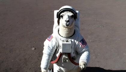 A Llama In A Spacesuit Exploring Space - obrazy, fototapety, plakaty