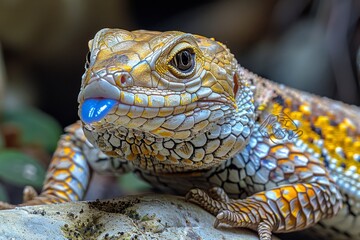 Blue-tongued Lizard: Displaying blue tongue while basking in sunlight, showcasing unique feature.