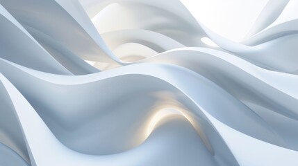 Abstract white and blue wavy lines on a light background.
