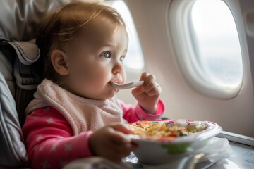 feeding baby in the airplane 