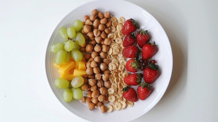 Harvest Morning: A Plate Brimming With Fresh Fruit and Crunchy Cereal - Powered by Adobe