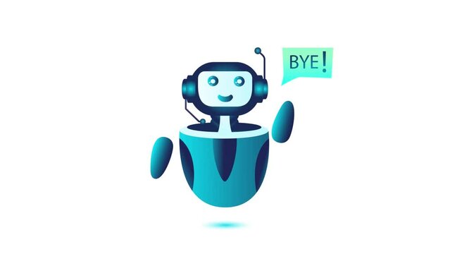 Chatbot with Good bye Message animated video, Client Closing  Bubble footage, chatterbot Got to go now, online chat end conversation text-to-speech clip, Virtual assistant Quick sign-off animation