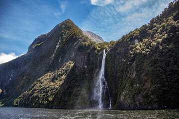 the natural view of Milford Sound, a fiord in the south west of New Zealand's South Island within...