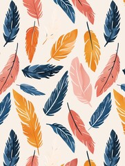 Assorted colorful feathers in pattern design