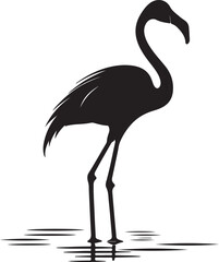 Flamingo Silhouette Vector Illustration White Background