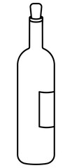 A bottle of wine. Kosher wine for Passover. Sketch. Vector illustration. Outline on isolated background. The container with the label is closed with a stopper. Doodle style. Idea for web design.
