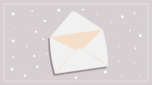 Envelope with Watercolor Flowers (Poppies and Lavender). Greeting Animation. 