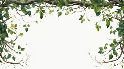 Frame of branches and leaves, creeper, nature, border, decoration, design, white background box (1)
