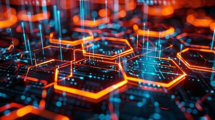 Blue geometric hexagon tech abstract for futuristic digital technology background