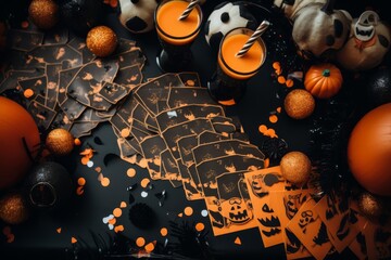 A Halloween party with a black and orange theme