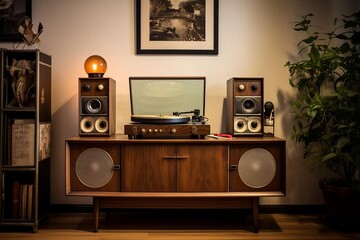 A mid-century modern record player