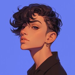 Avatar of Androgynous Non-Binary Queer Character - obrazy, fototapety, plakaty