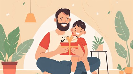 flat llustration of father's day, banner 