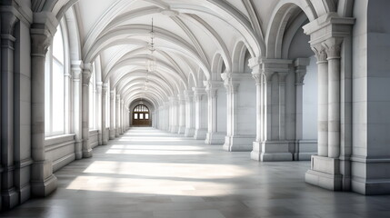 Obraz premium corridor of the church, white hall