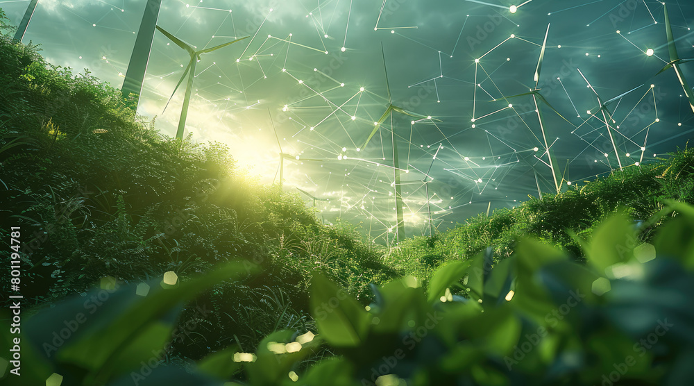 Poster digital future in the field of green energy. generative ai.