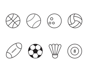 vector flat icon sheet set ball equipment in sports
