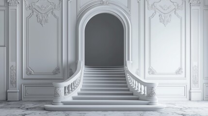 Two way baroque stairs mockup with copy space