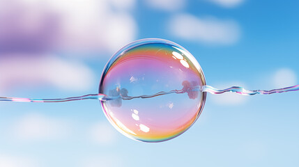 Transparent Soap Bubble Bridging Two Surfaces