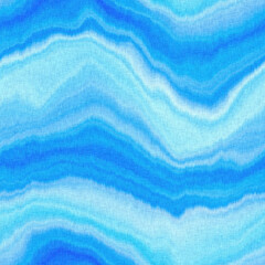 Wavy tie Dye stripe with linen effect seamless texture. Masculine blue white striped print background. 