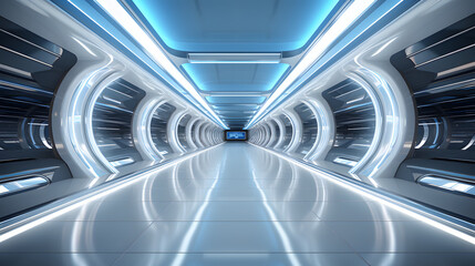 The linear symmetry of an airport jet bridge, leading the eye toward adventure