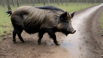 A Boar With A Trail Of Hoof Prints Behind It Evid Upscaled 2 - Powered by Adobe