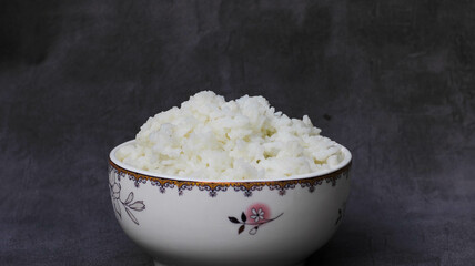 white rice in a white bowl
