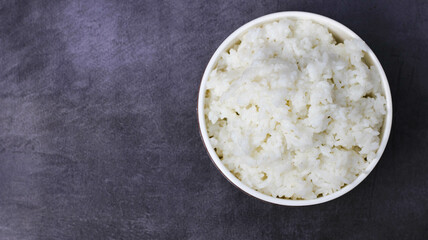 white rice in a white bowl