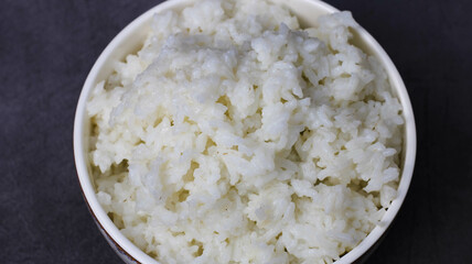 white rice in a white bowl
