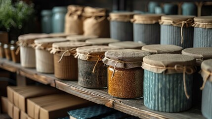 Eco-friendly packaging design, close-up on materials and textures that reduce environmental impact