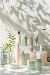 Fototapeta na wymiar The Art of Skincare Routine: A Pastel Palette of Elegance and Tranquility