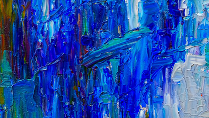 blue, ash, and black oil brush strokes on canvas for social media background - obrazy, fototapety, plakaty