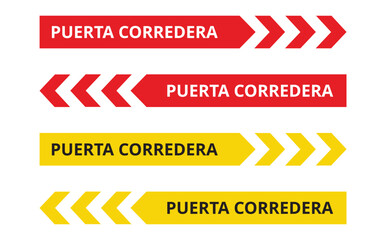 Señales rojas y amarillas de puerta corredera. Vector