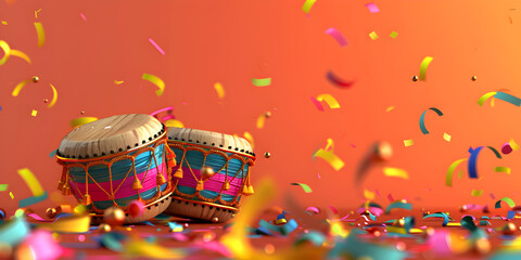 Gradient holi background with colorful powder and musical instrument
 - obrazy, fototapety, plakaty