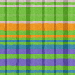 Woven tartan in spring color cloth plaid background pattern. Traditional checkered home decor linen cloth texture effect. Seamless soft furnishing fabric. Variegated melange weave all over print.