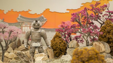 Pink, Photosculpture,robot, joseon dynasty, Eburneum, Lilac, gray and orange,