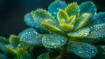 A succulent with dewdrops