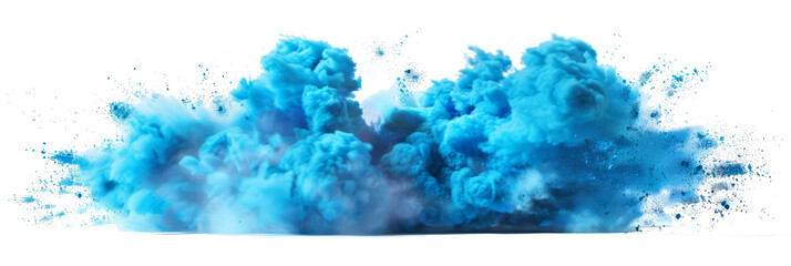 A blue smoke explosion border isolated on transparent background