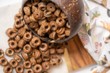 Whole Grain Cereal Rings in Coconut Bowl
