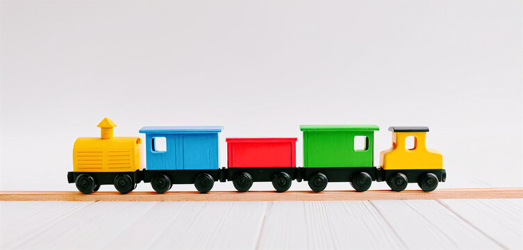 piccolo modello di trenino giocattolo, semplici blocchi in legno