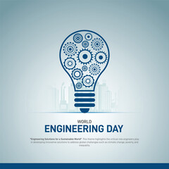 World Engineer Day 2024. World Engineer Day creative concept banner, poster, social media post, background, greetings card, festoon design etc. Engineering Solutions for a Sustainable World