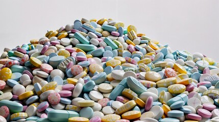 AI-generated illustration of the pills piled up in a heap - obrazy, fototapety, plakaty