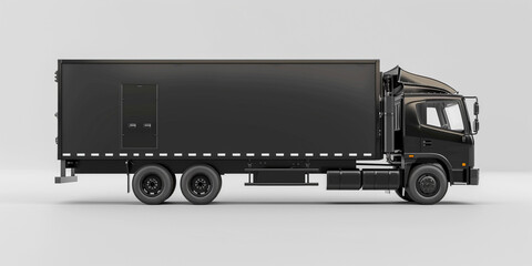 Side view of modern black truck in white background