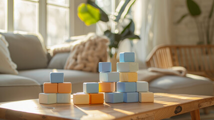 Colorful toy blocks on a table